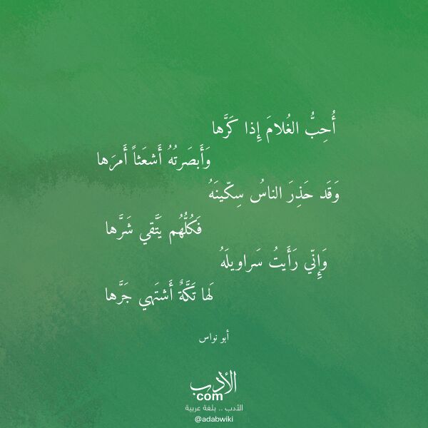 اقتباس من قصيدة أحب الغلام إذا كرها لـ أبو نواس