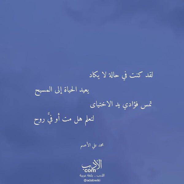 اقتباس من قصيدة لقد كنت في حالة لا يكاد لـ محمد علي الأعسم