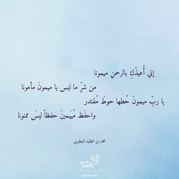 اقتباس من قصيدة إني أعيذك بالرحمن ميمونا لـ محمد بن الطلبه اليعقوبي