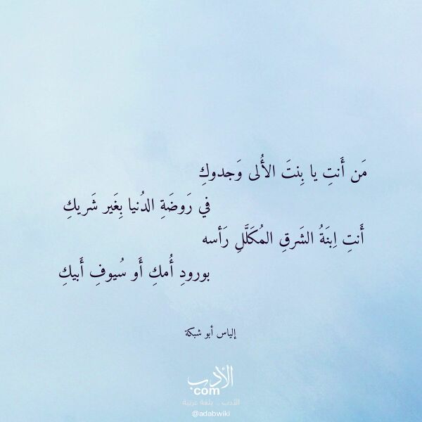 اقتباس من قصيدة من أنت يا بنت الألى وجدوك لـ إلياس أبو شبكة