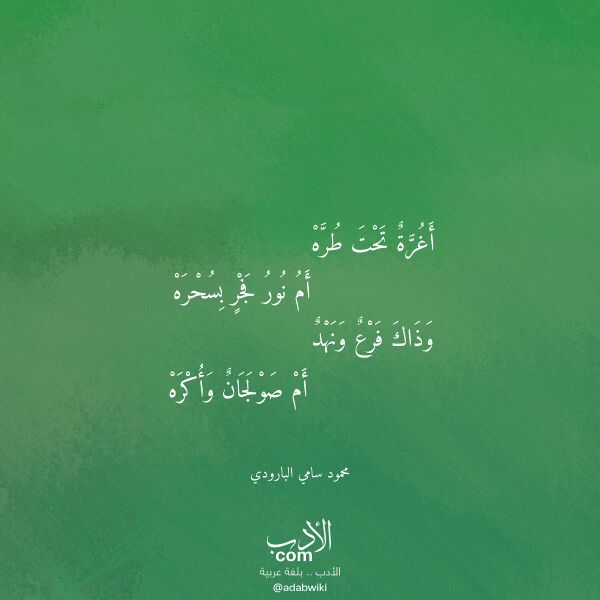 اقتباس من قصيدة أغرة تحت طره لـ محمود سامي البارودي