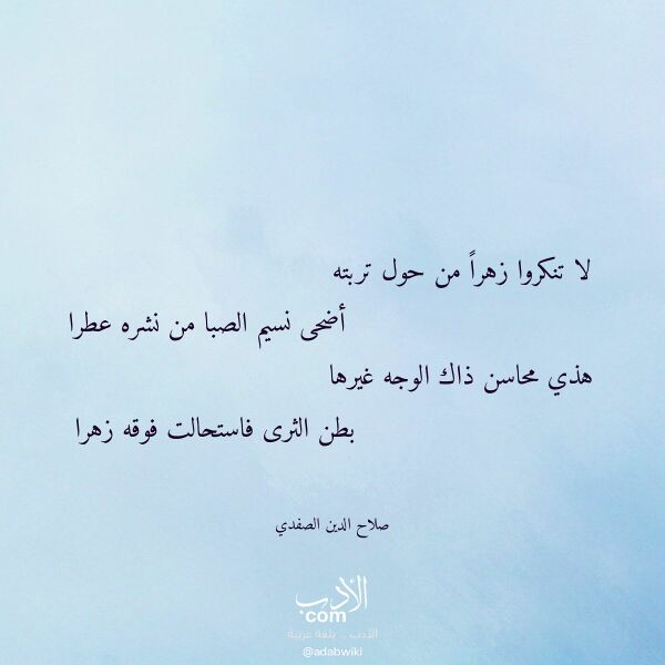 اقتباس من قصيدة لا تنكروا زهرا من حول تربته لـ صلاح الدين الصفدي