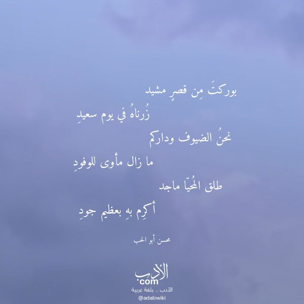 اقتباس من قصيدة بوركت من قصر مشيد لـ محسن أبو الحب