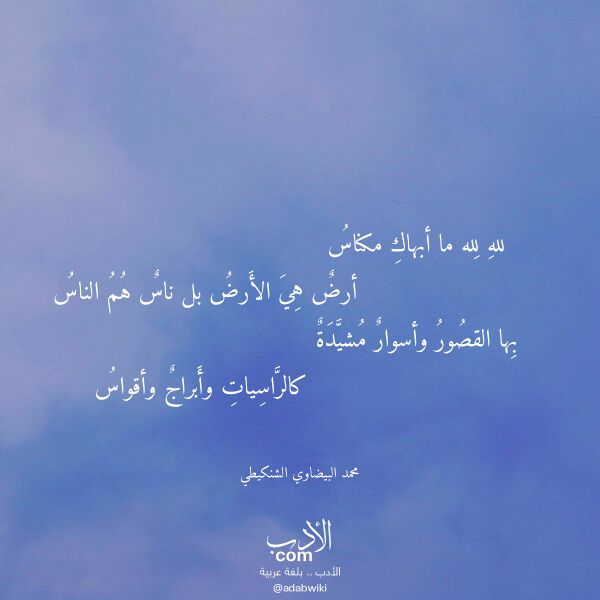 اقتباس من قصيدة لله لله ما أبهاك مكناس لـ محمد البيضاوي الشنكيطي