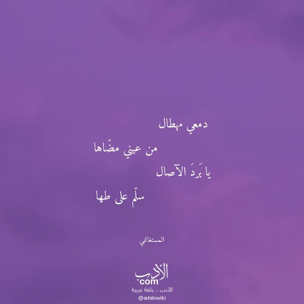اقتباس من قصيدة دمعي مهطال لـ المستغانمي