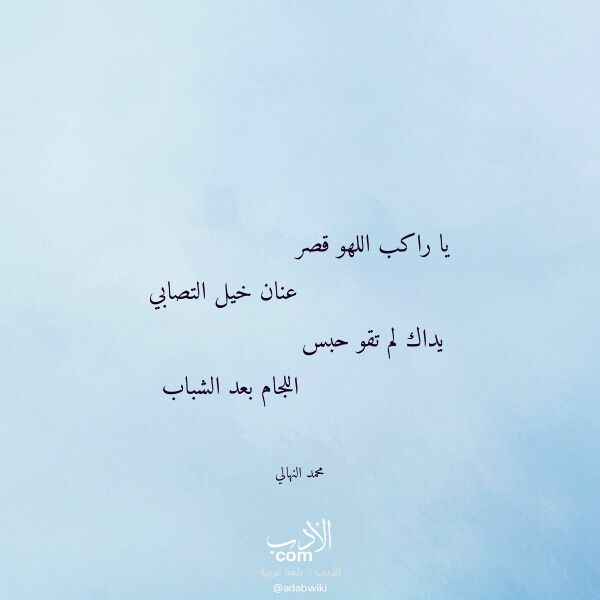 اقتباس من قصيدة يا راكب اللهو قصر لـ محمد النهالي