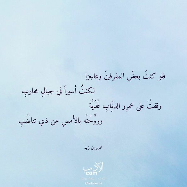 اقتباس من قصيدة فلو كنت بعض المقرفين وعاجزا لـ عمرو بن زيد