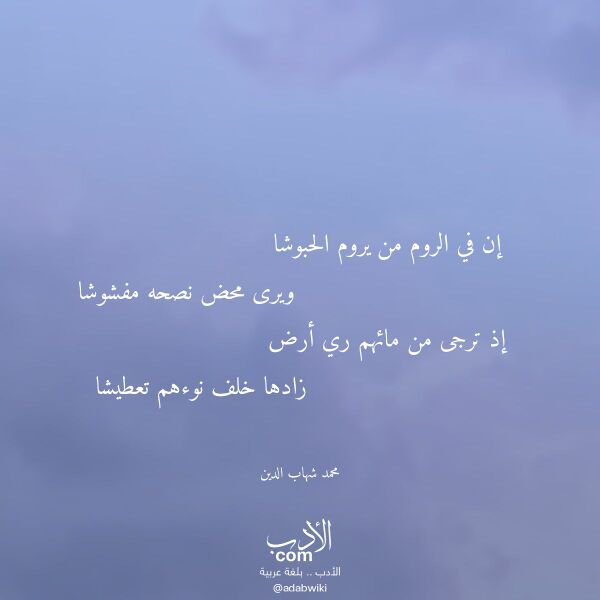 اقتباس من قصيدة إن في الروم من يروم الحبوشا لـ محمد شهاب الدين