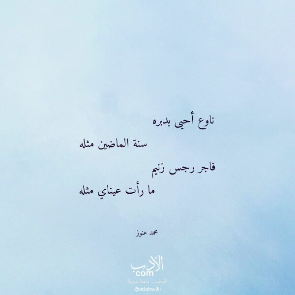 اقتباس من قصيدة ناوع أحيى بدبره لـ محمد عنوز