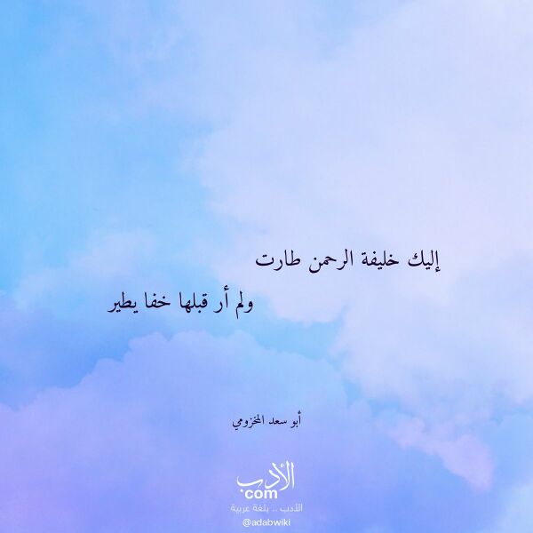 اقتباس من قصيدة إليك خليفة الرحمن طارت لـ أبو سعد المخزومي