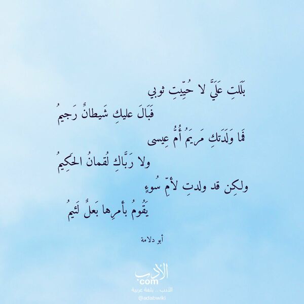 اقتباس من قصيدة بللت علي لا حييت ثوبي لـ أبو دلامة